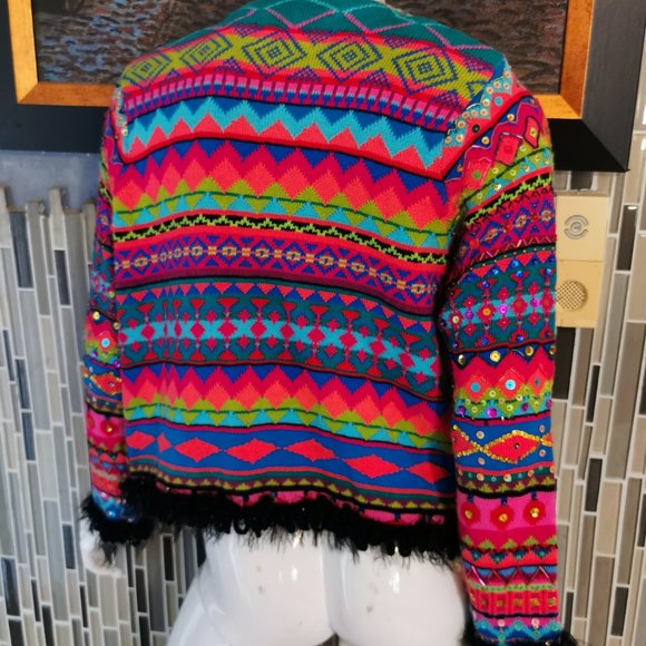Design Options By Philip & Jane Gordon Size Small MultiColors Sequin Sweater0092 - Picture 2 of 5